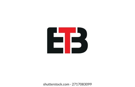 Logotipo de ETB. Diseño ETB. Letra BTE negra y roja. Logotipo de la letra BTE Logotipo inicial del monograma de la letra ETB. 