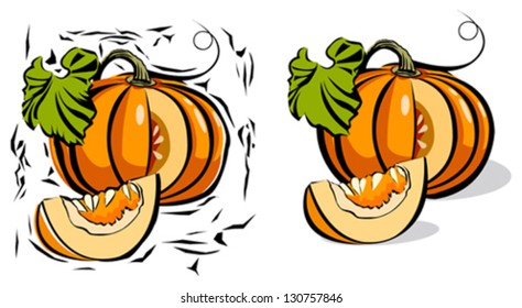 Etched style line drawing of pumpkin