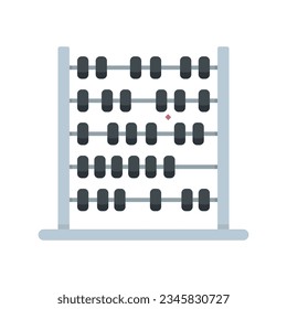 Etching abacus icon flat vector. Math toy. Counting calculator isolated