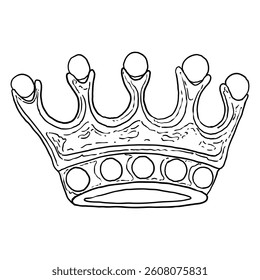 Zeichnung der Krone mit Juwelen. Krönungskoronette für König. Handgezeichnete Vektorgrafik.