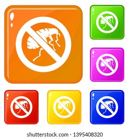 Etching insect icons set collection vector 6 color isolated on white background