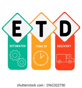ETD - Estimated Time of Delivery  acronym. business concept background.  vector illustration concept with keywords and icons. lettering illustration with icons for web banner, flyer, landing pag
