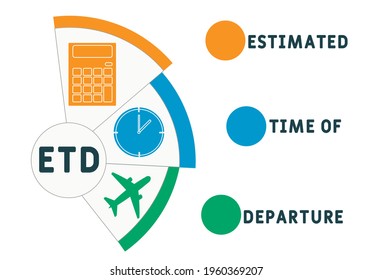 ETD - Estimated Time of Departure acronym. business concept background.  vector illustration concept with keywords and icons. lettering illustration with icons for web banner, flyer, landing pag