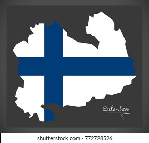 Etela-Savo map of Finland with Finnish national flag illustration