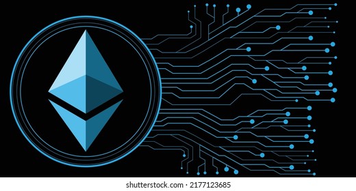 Eterium coin vector design around with  circle circuit board for Cryptocurrency for Future business world of economy