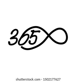 eternal 365 infinity logo icon design illustration black