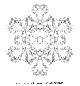 Eternal Balance Mandala template Coloring Book. Easy Mandala Coloring Book Pages for Adults to Relax, Experiences Give Relief. Resizeable Vector File