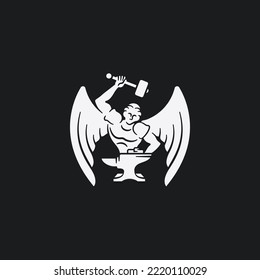 ETERNAL BLACKSMITH icon can be used for creating logos for businesses like Industry Firms, Blacksmiths, Crafts, Metal Production, Handcraft Shops