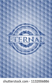 Eternal blue polygonal emblem.