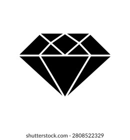 Eternal Diamond Emblem featuring a geometric diamond with perfect symmetry. Premium black and white vector icon representing luxury, value, clarity, and timeless elegance.
