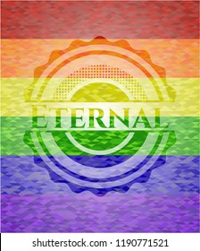 Eternal emblem on mosaic background with the colors of the LGBT flag