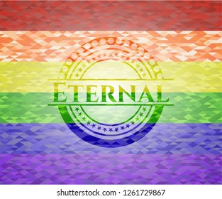 Eternal emblem on mosaic background with the colors of the LGBT flag