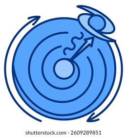 Eternal Expansion icon represented by planet, waves, universe Blue style.