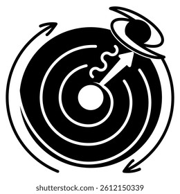 Eternal Expansion icon represented by planet, waves, universe Black Filled style.