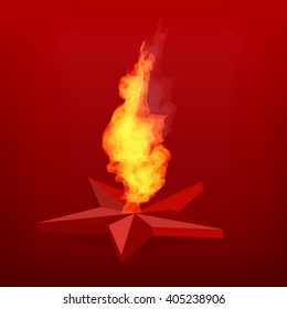eternal flame. flame comes out of red star