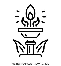 Eternal flame icon in linear style 