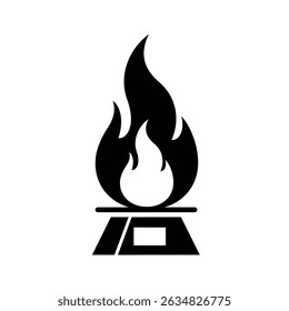 Eternal flame monument black silhouette icon.