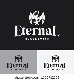 ETERNAL FORGE logo can be used for creating businesses like Industry Firms, Blacksmiths, Crafts, Metal Production, Handcraft Shops