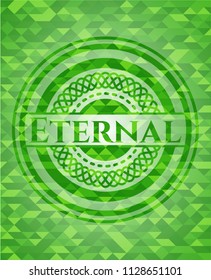 Eternal green emblem with mosaic background