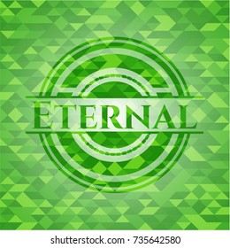 Eternal green emblem. Mosaic background