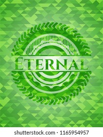 Eternal green emblem with mosaic ecological style background