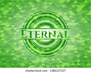 Eternal green emblem with mosaic ecological style background. Vector Illustration. Detailed.