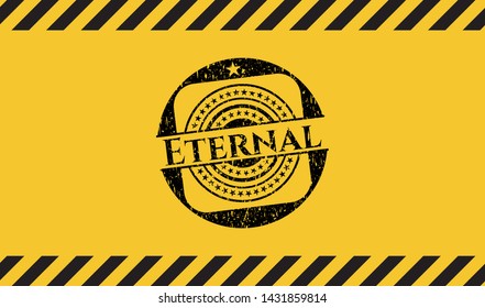 Eternal inside warning sign, black grunge emblem. Vector Illustration. Detailed.