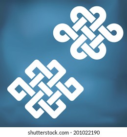 The eternal knot also known as The endless knot, two versions