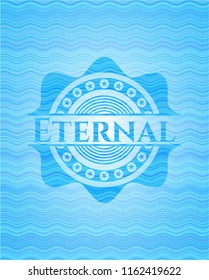 Eternal light blue water style badge.