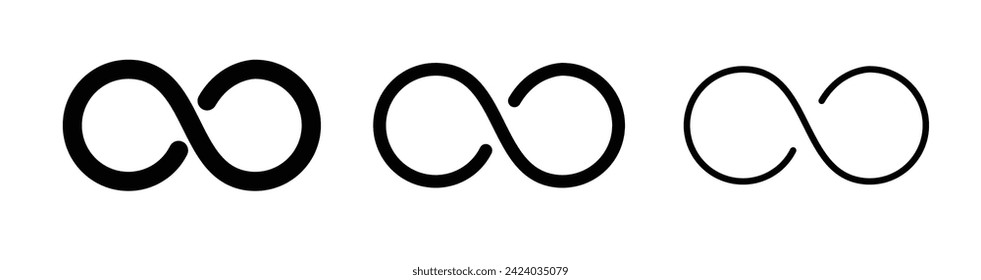 Eternal Loop Line Icon. Infinity symbol icon in black and white color.