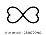 eternal love vector icon, infinity symbol made of two hearts, endless sign