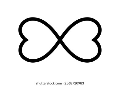 eternal love vector icon, infinity symbol made of two hearts, endless sign