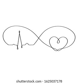 Eternal love while the heart beats. Drawn in one continuous line by hand. Isolated stock vector illustration.