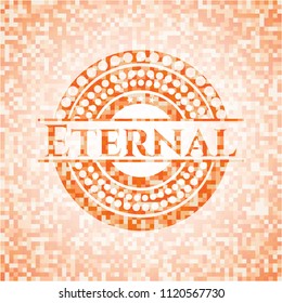 Eternal orange mosaic emblem with background