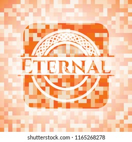 Eternal orange mosaic emblem with background