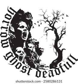 Eternal Screams ghost horror t shirt design