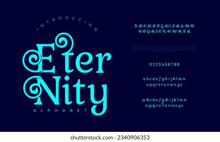 Eternity creative vintage alphabet font. Digital abstract moslem, futuristic, fashion, sport, minimal technology typography. Simple numeric vector illustration
