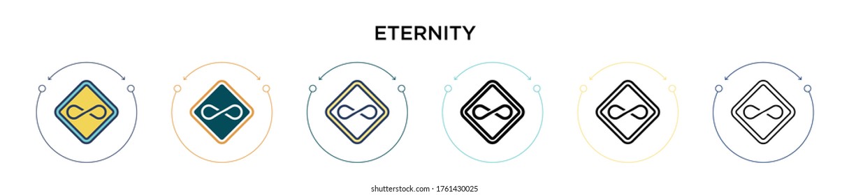 Eternity icon in filled, thin line, outline and stroke style. Vector illustration of two colored and black eternity vector icons designs can be used for mobile, ui, web