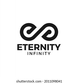 Eternity icon. Letter E and symbol of infinity Logo design. Vector Illustration.