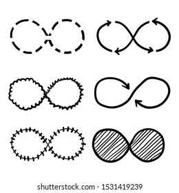 Eternity icon. Mobius line vector logo infinity symbols with handdrawn doodle style vector