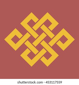 Eternity knot, buddhist symbol, vector illustration