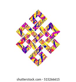 Eternity knot Buddhist symbol Vector illustration. Colored textured eternity knot icon. Celtic Irish pattern in vector