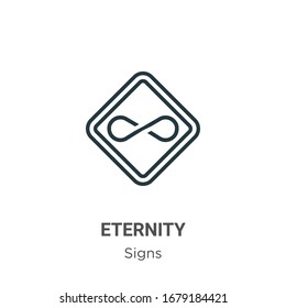 Eternity outline vector icon. Thin line black eternity icon, flat vector simple element illustration from editable signs concept isolated stroke on white background