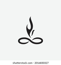 eternity sign with flame on top powerfull logo vector