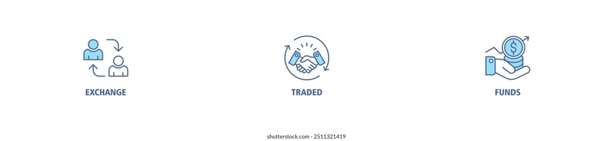 ETF banner web icon set vector illustration concept Exchange Traded Funds Stock Market Investment with icon of money, cash flow, trading, transaction, bank, accounting, and growth icons perfect symbol