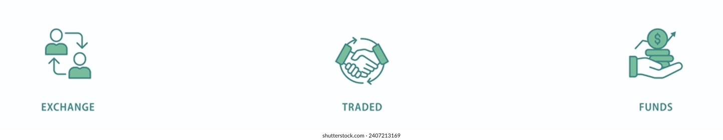 ETF banner web icon vector illustration concept Exchange Traded Funds Stock Market Investment with icon of money, cash flow, trading, transaction, bank, accounting, and growth