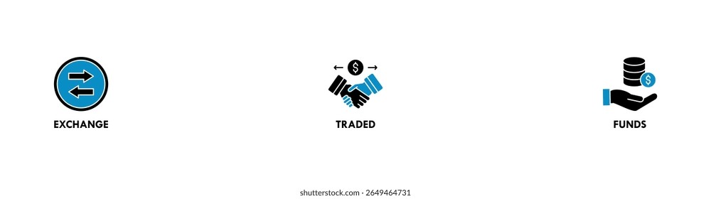 ETF banner web icon vector illustration concept Exchange Traded Funds Stock Market Investment with icon of money, cash flow, trading, transaction, bank, accounting, and growth