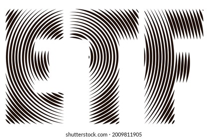ETF - Exchange Traded Funds. Eps10 vector Illustration of ETF signage concept with concentric circles isolated on white.