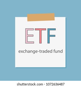 ETF exchange-traded fund written in notebook paper- vector illustration