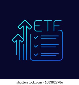 ETF, growing funds line vector icon